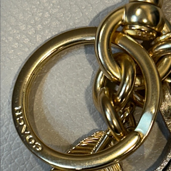 Coach Feather Metallic & Leather Keychain - Picture 3 of 6